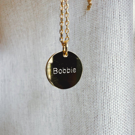Engraved Necklace Shine Round