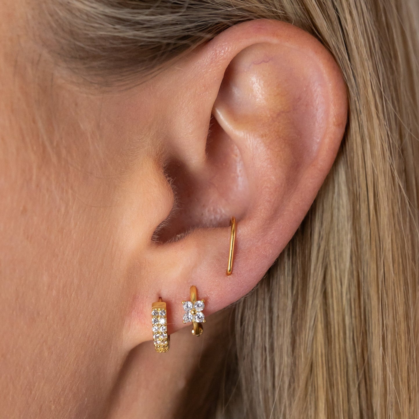 Hoop Fleur White Gold