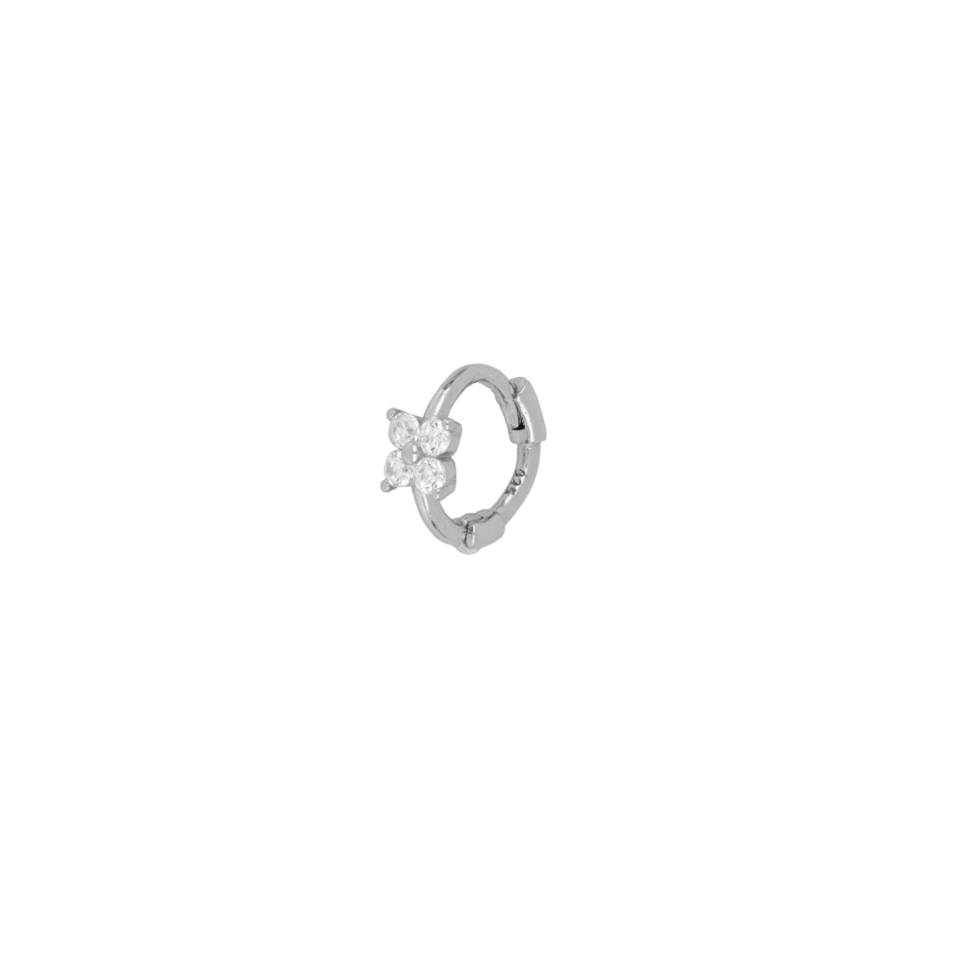 Hoop Fleur White Silver