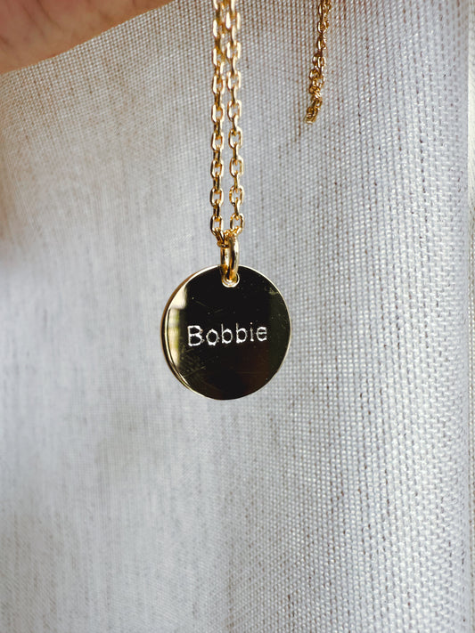 Engraved Necklace Shine Round