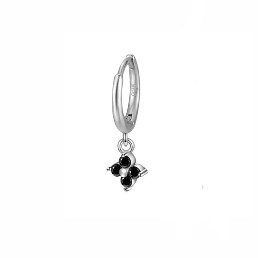 Hoop Flower Black Silver