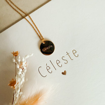Engraved Necklace Shine Round