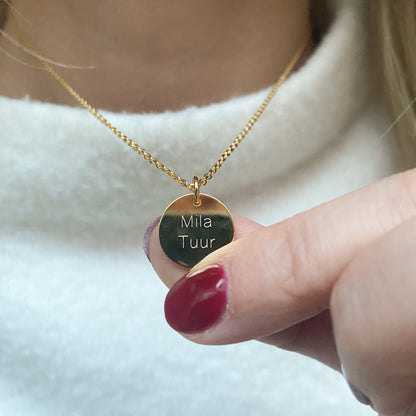 Engraved Necklace Shine Round