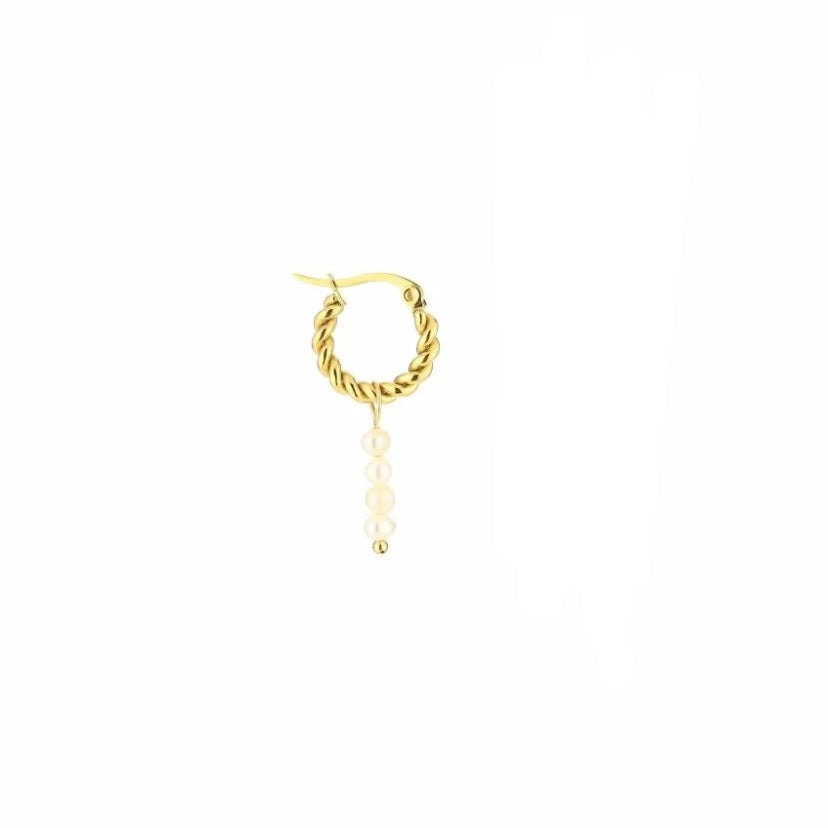 Hoop White pearl Gold