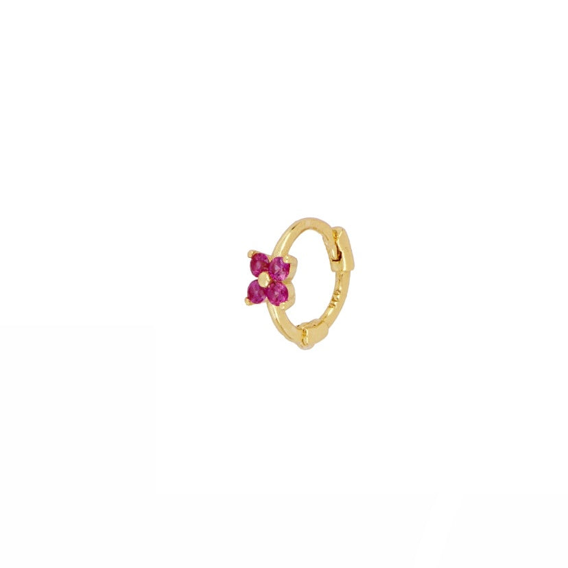 Hoop Fleur Pink Mini Gold