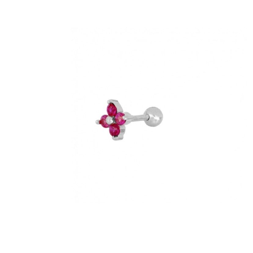 Piercing Flower Pink Silver