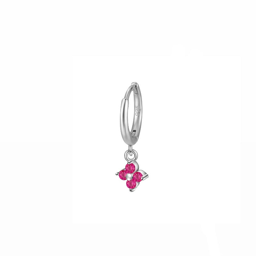 Hoop Flower Pink Silver